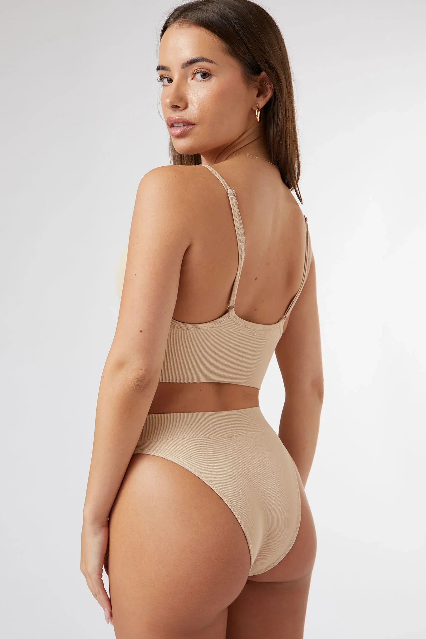Seamless Longline Top in Beige