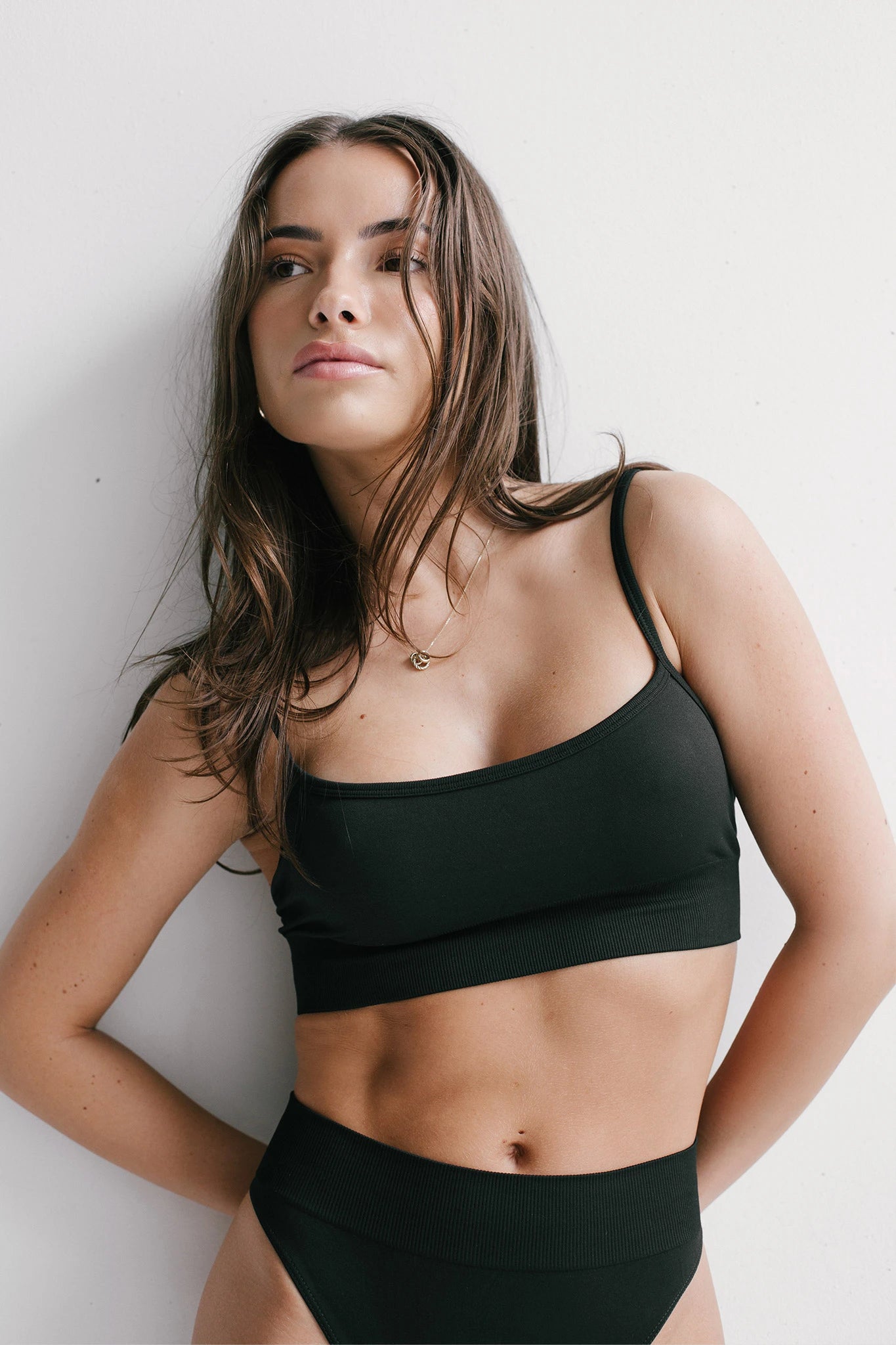 Seamless Thin Strap Top in Black